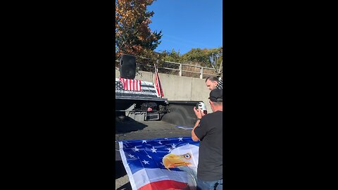 Talking at a patriot rally in Long Island