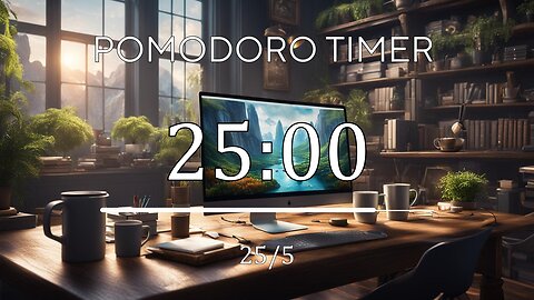 25/5 Pomodoro Timer • Lofi Music Helps To Focus On Studying • 5 x 25 min