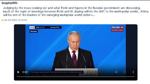 DiSCUSSING MUCH OF THE TOPIC OF MEETINGS BETWEEN PUTIN and XI JINPING will be the shift to the MULTI