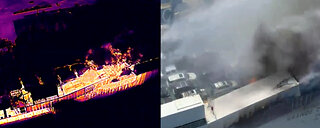 Drone video from Newark, New Jersey, vessel fire.