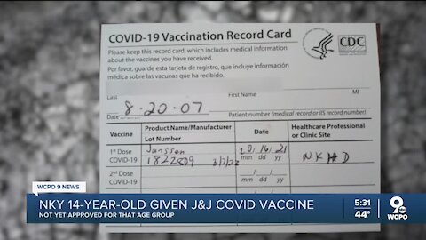 Kentucky 14-year-old given J&J COVID vaccine