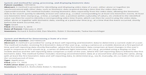 ( -0147 ) Richard A. Rothschild (1 of 8.2K with that Surname Globally) Got a 'Biometric Data-2-Video-Retrieval' Patent Dec. 2019, & a Covid-19 Test Patent May 2020