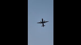 Turboprop propeller plane low flying