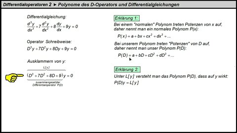 Differentialoperatoren 2 ► Polynome des Differentialoperators und Differentialgleichungen