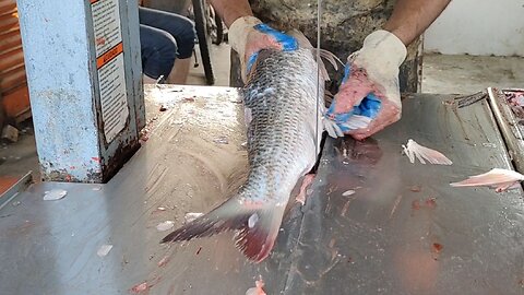 Machine Cutting Skills l Big Mrigal Fish Cutting By Machine In Market