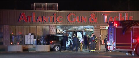 Vehicle smashed into the front of Bedford Heights gun store