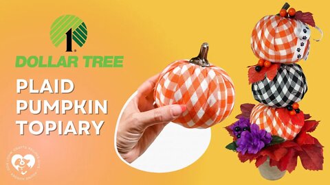 Dollar Tree DIY Plaid Pumpkin Topiary