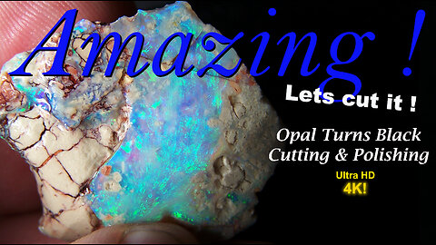 Watch us cut this amazing Opal that ends up BLACK ups and downs cutting Tucson Opal Rough Lapidary