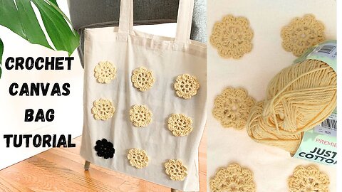 Decorate a Canvas Bag with Crochet Flowers. Easy Project for Beginners