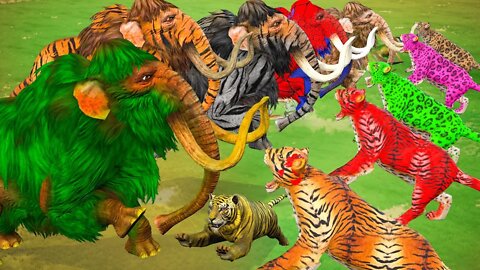 20 Zombie Tigers vs 20 Giant Mammoths on Forest Save 2 Baby Woolly Mammoth Elephants Animal Attack