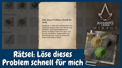 Rätsel: Löse dieses Problem schnell für mich für Monturenfarbe | AC Mirage Guide