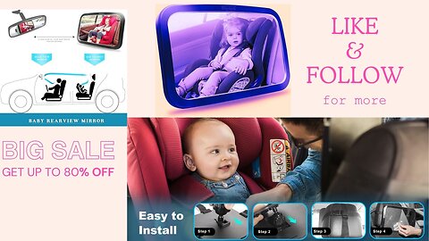 Safety Car Seat Mirror for Rear Facing Infant with Wide Crystal Clear View, Shatterproof,