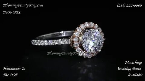 BBR 675E Halo Engagement Ring By BloomingBeautyRing.com