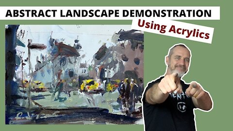How To Paint ABSTRACT Landscape With ACRYLICS DEMO