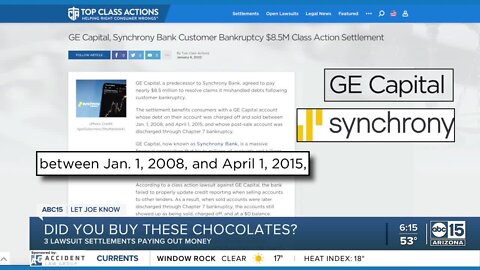 Godiva Chocolates, Synchrony Bank, and Farmers Insurance have lawsuit settlements paying out