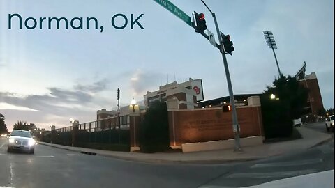 Norman, OK in 4K - Drive Downtown at Sunset/Night - Oklahoma, USA