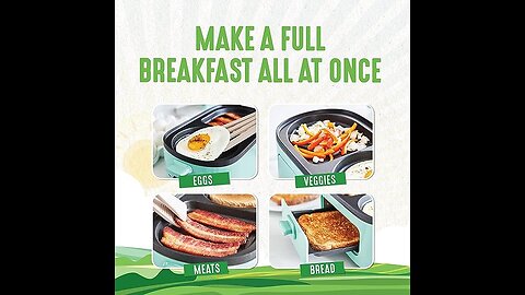 GreenLife 3-in-1 Breakfast Maker Station, Healthy Ceramic Nonstick Dual Griddles