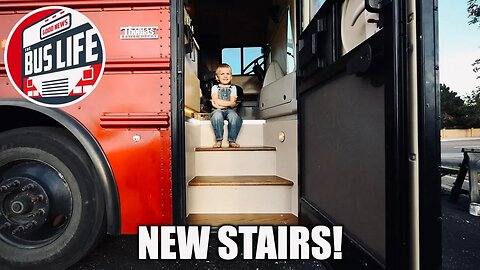 The Stair Well in our Bus Conversion Turned out Amazing!