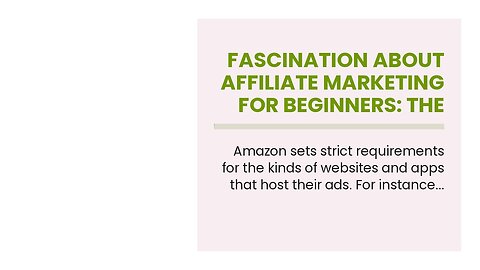 Fascination About Affiliate Marketing for Beginners: The Basics