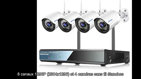 SZSINOCAM Kit Caméra de Surveillance WiFi Extérieure,8CH 5MP NVR et 4Pcs 1296P Vidéo