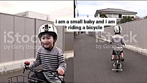 Little boy practicing bicycle on street stock video