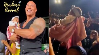 The Rock Goes Viral After Baby Is Passed Through A Crowd! 😱