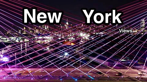 New York City Skyline at Night 4K - New York Views - Kosciuszko Bridge - Aerial Landscapes