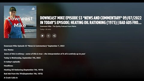 Downeast Mike EP53 September 7, 2022 * News and Commentary* | Audio version with waterfront backdrop