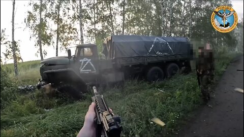 Russian military vehicle get ambushed