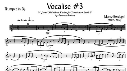 🎺🎺 [TRUMPET VOCALISE ETUDE] Marcos Bordogni Vocalise for Trumpet #03 (Demo Solo and play-along)