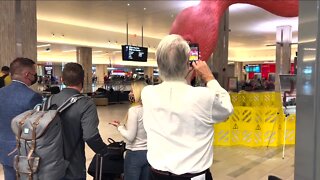 Giant pink flamingo sculpture makes a splash at Tampa International Airport