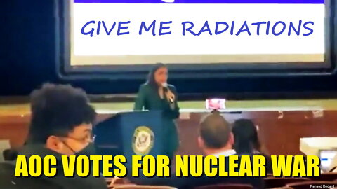 PROTESTERS EXPOSE AOC'S HYPOCRISY NUCLEAR WAR RISK BY SENDING BILLIONS TO UKRAINE