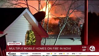 Multiple homes on fire at Mobile home park in Novi