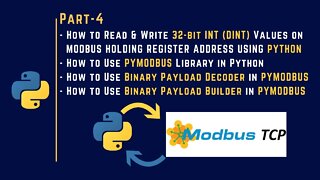 004 | Read & Write DINT Values on Modbus Holding Register Address in Python | Pymodbus |