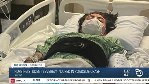 Alpine nursing student severely injured after pushing disabled car off I-8