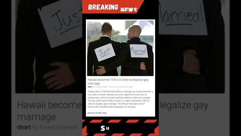 Breaking News: Hawaii becomes 15th US state to legalize gay marriage #shorts #news