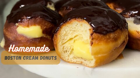 Homemade Boston Cream Donuts