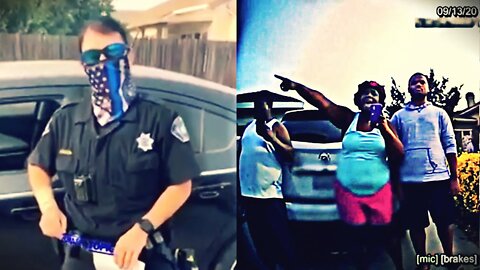 (Full-Sync) Blue-line Cop vs. Mad Black Mom | Waiting For Back-Up Traffic Stop Elk Grove, CA