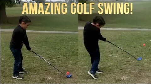 6 Year Old with Over the Top Miracle Golf Swing!