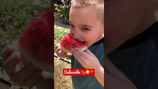 This is the JUICIEST WATERMELON we’ve EVER HARVESTED from our GARDEN! 🍉😋❤️ #shorts #tiktok #video