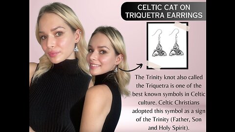Celtic Cat on Triquetra Earrings Virtual Try-on