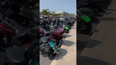 Harley Davidsons for miles at Ocean City bike week 2022 #shorts