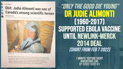 Good die young: Dr Judie Alimonti (1960-2017) supported Ebola vaccine until NewLink-Merck 2014 deal