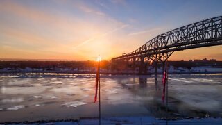 The International Flag Plaza Winter Sunrise 01 29 21