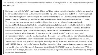 An unreleased statement from Ashley Massaro accusing Vince McMahon of making out with other divas.