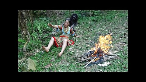 Vida Primitiva - Encontrar comida, cozinhar ovos de galinha, conhecer pessoas da floresta