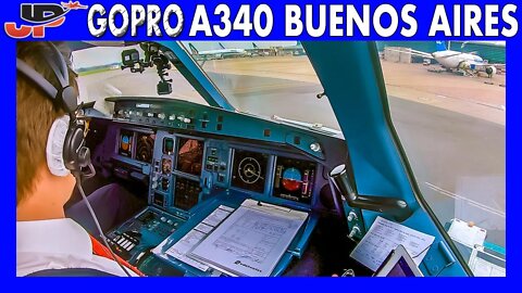 Airbus A340 Takeoff from Buenos Aires | GoPro Cockpit & Pilotsviews