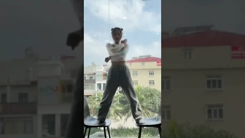 Skinny Chinese Girl Splits The Chairs With Her Legs