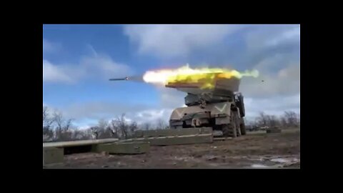 Russian MLRS Grad Hitting Ukrainian Positions