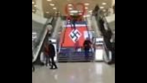 Ukraine Nazis Caught Decorating Shopping Mall With Giant Swastika
